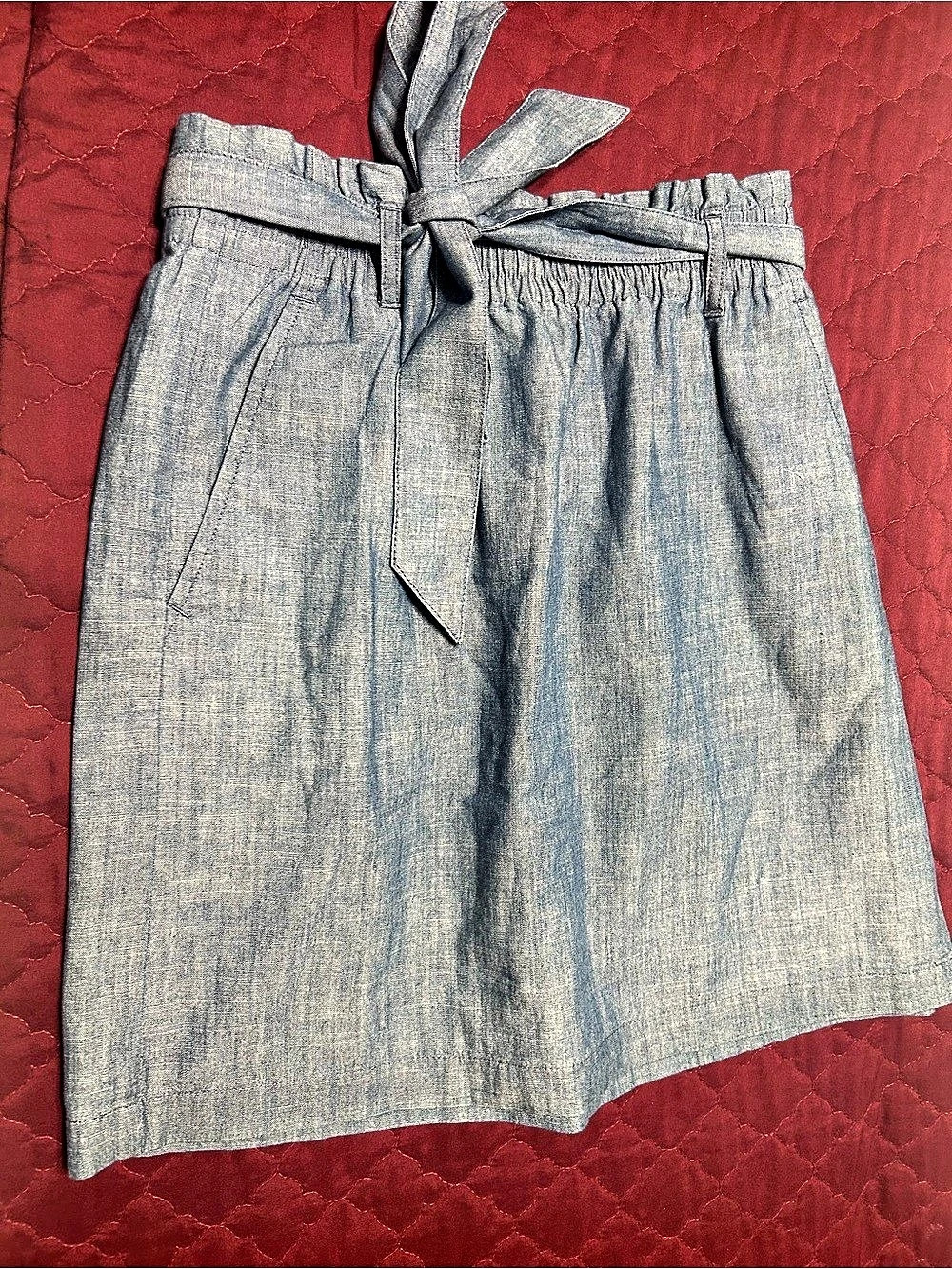 J.Crew High Waist Tie Front skirt in Blue Size Small